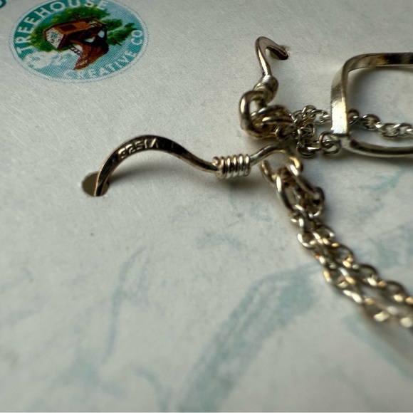 Teardrop Twist Interlocking Mobile Chain 925 Sterling Silver Dangle Earrings - Picture 5 of 5